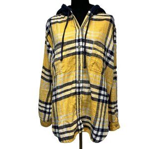 New American Eagle Flannel Hoodie Size L Oversized Collegiate Grunge Lightweight